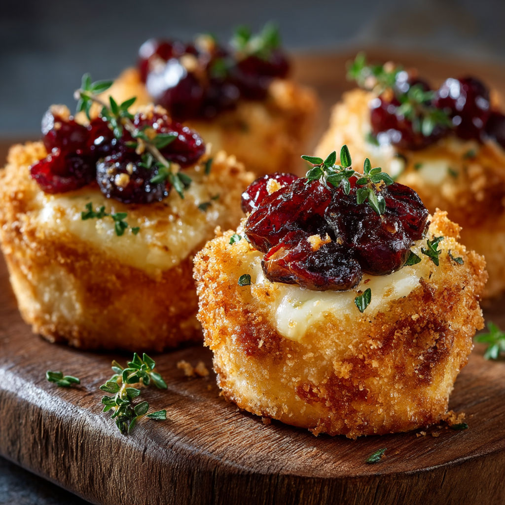 Bouchées croustillantes au brie et airelles.