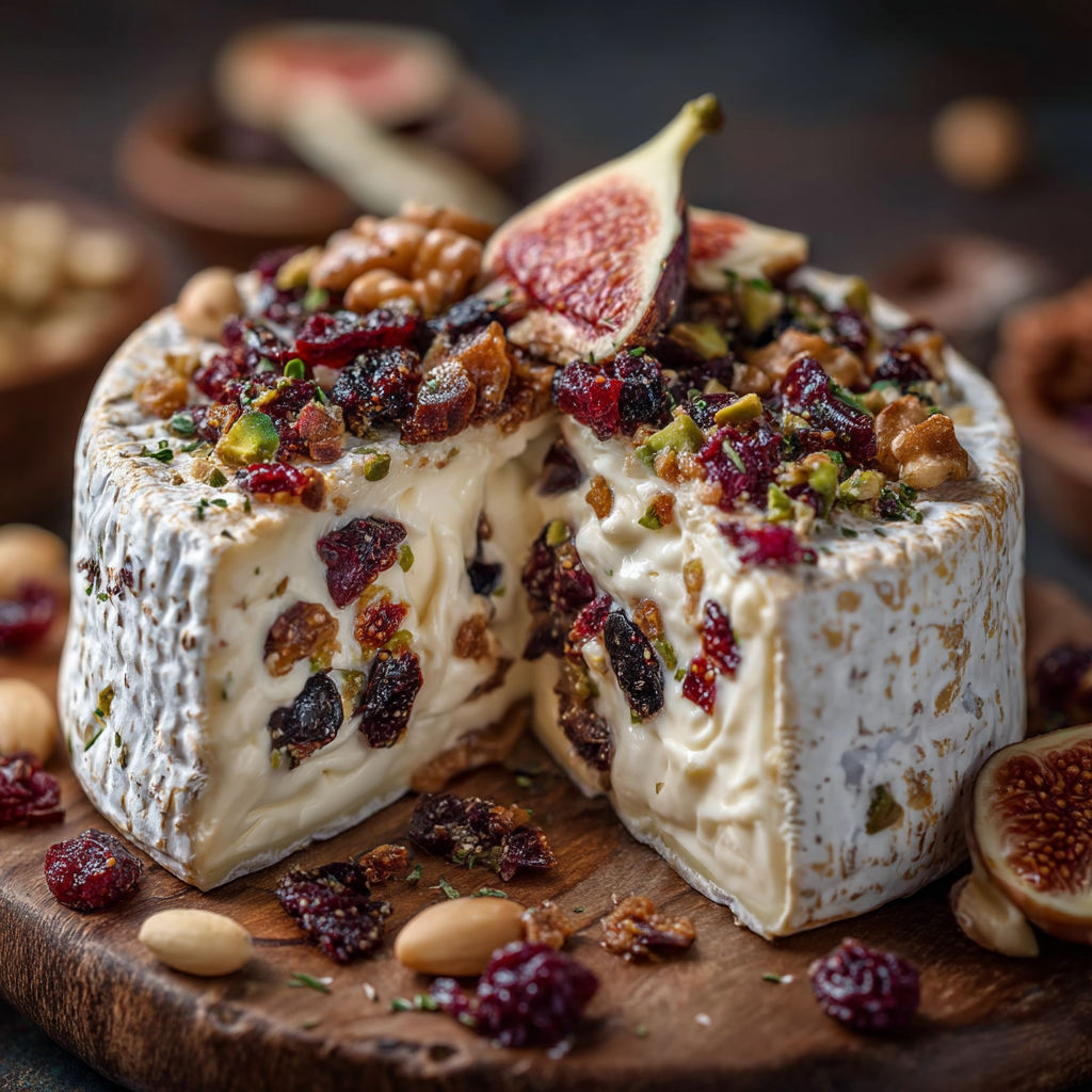 Camembert farci aux fruits secs.