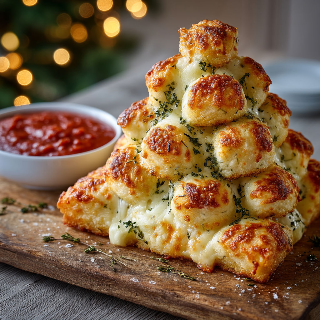 Un sapin en pâte à pizza fourrée de mozzarella.