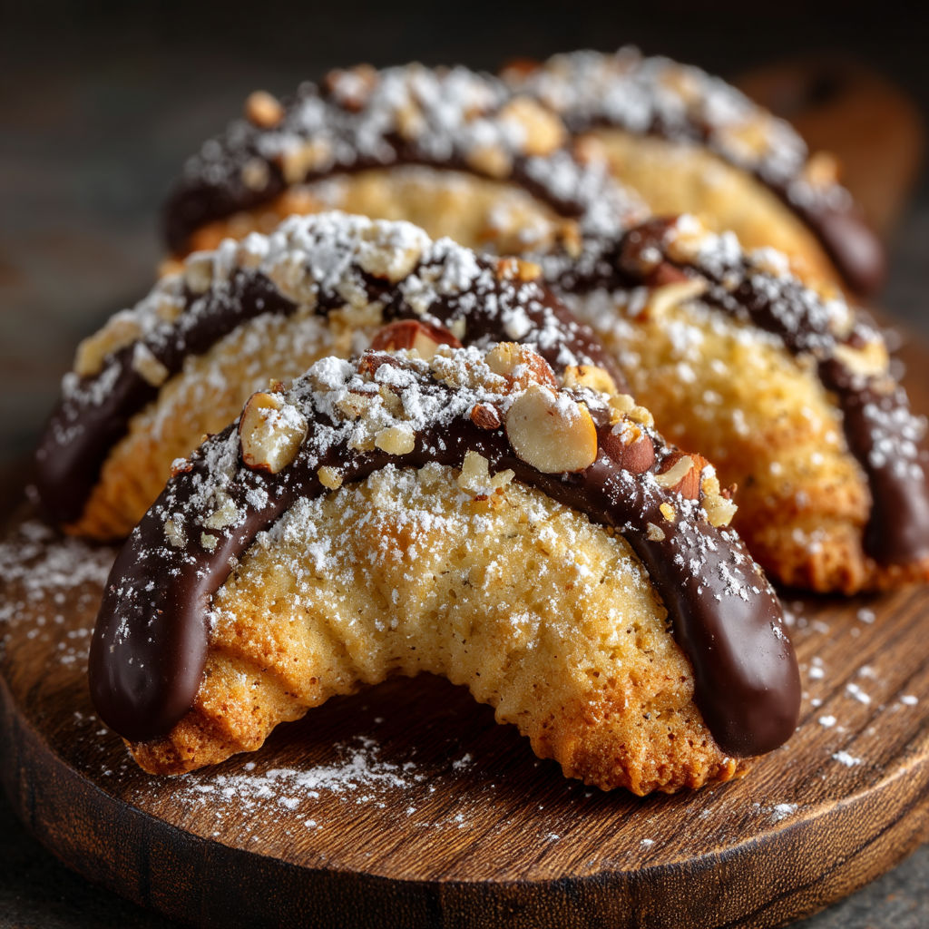 Desserts with chocolate and nuts.
