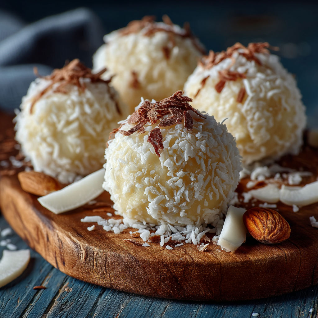 Truffes au chocolat blanc et noix de coco.