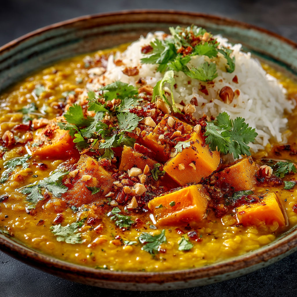 Une soupe chaude avec des légumes et des grains de riz.