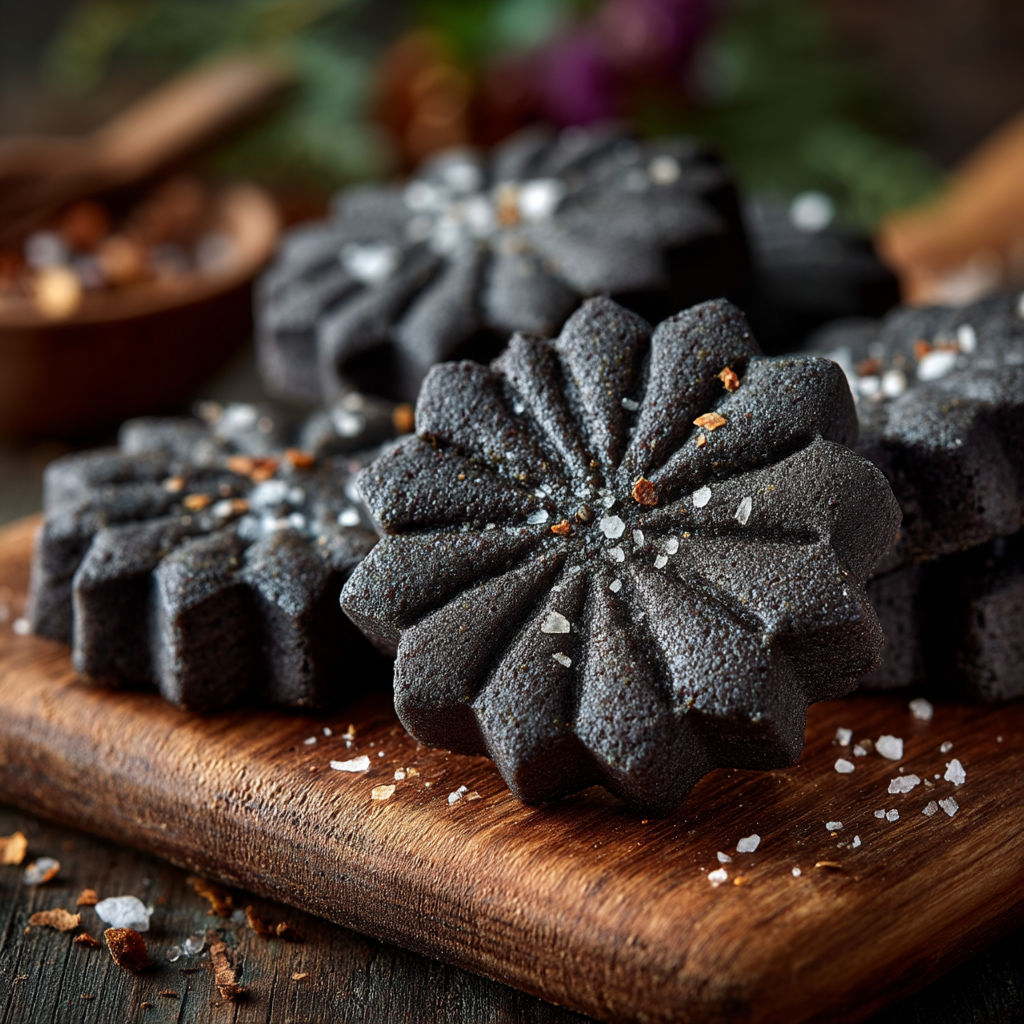 Une plaque de noix de coco avec des grains de sel.