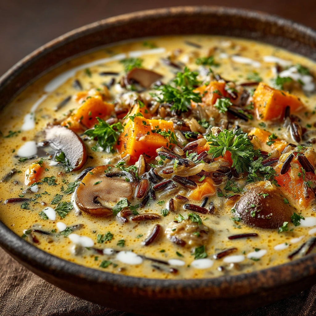 Une soupe chaude avec des légumes et des graines.