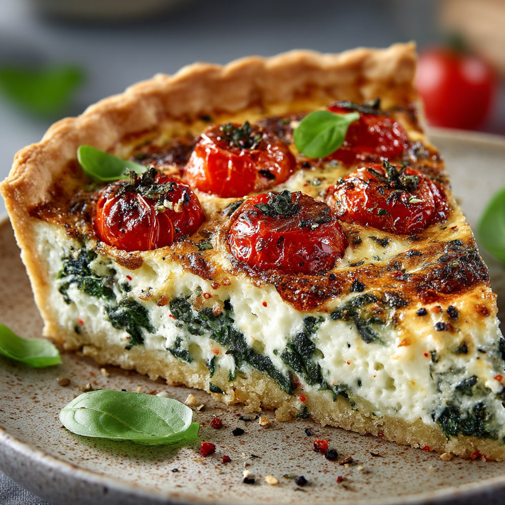 Une tarte aux tomates et aux herbes.