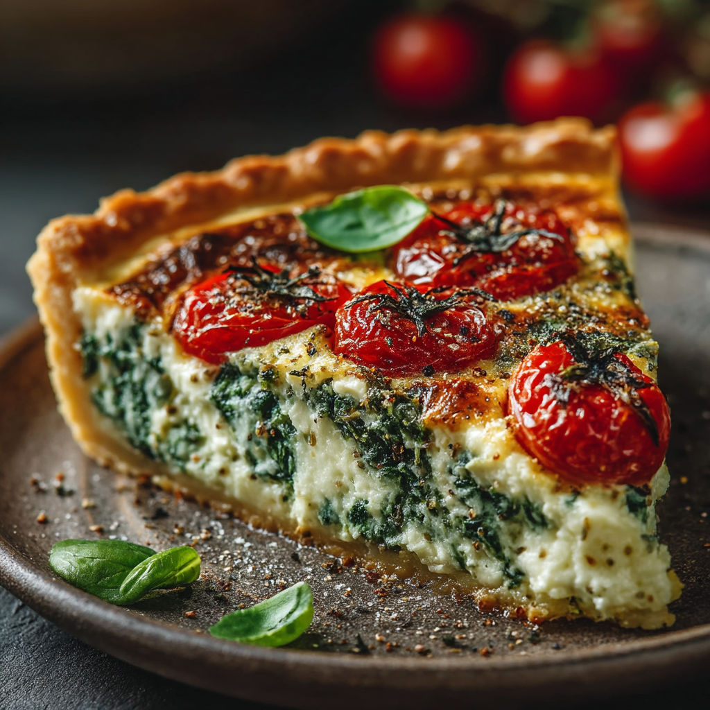 Une tarte aux tomates et aux herbes.