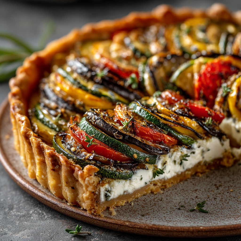 Une tarte aux légumes colorés.
