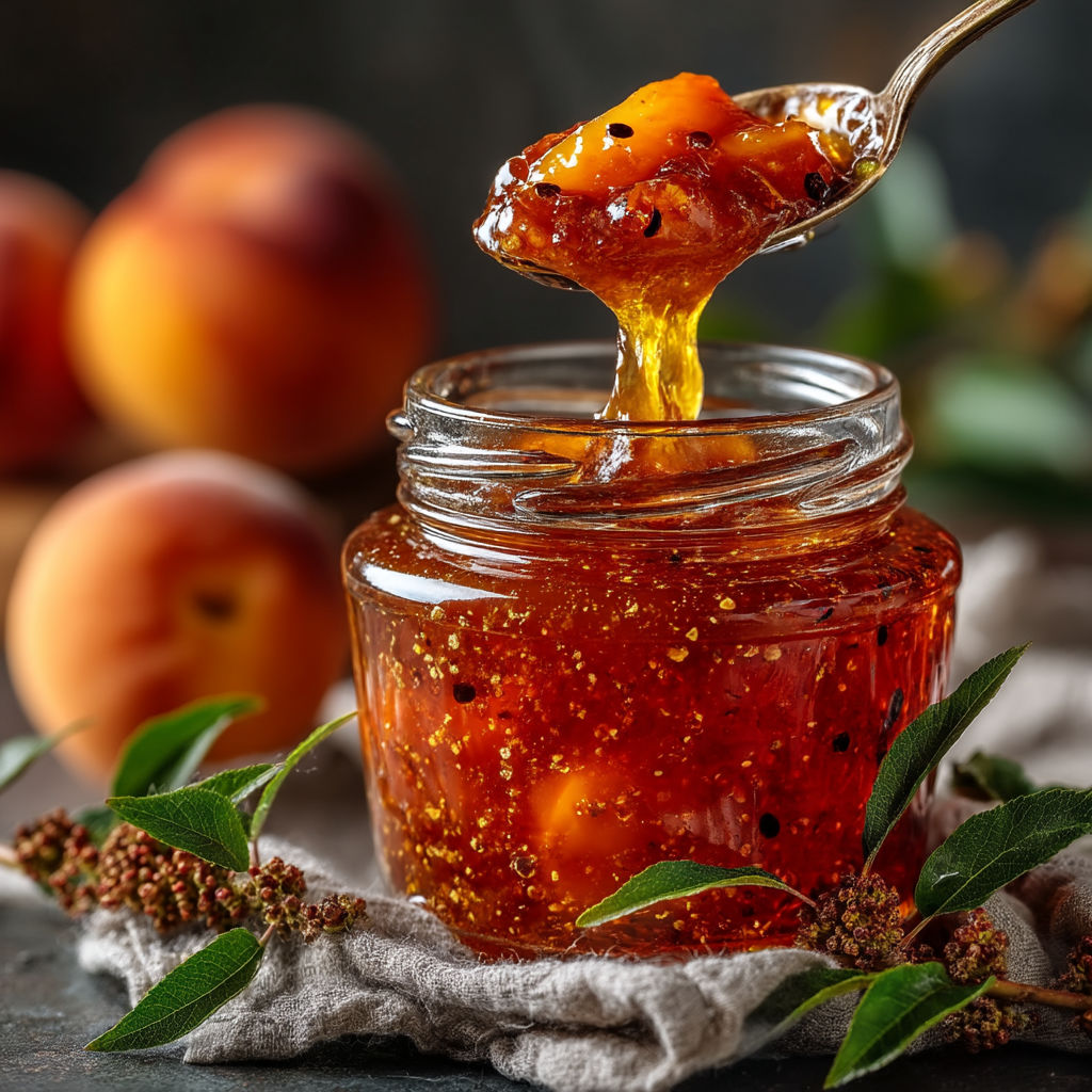 Une jarre de confiture de miel est sur une table.
