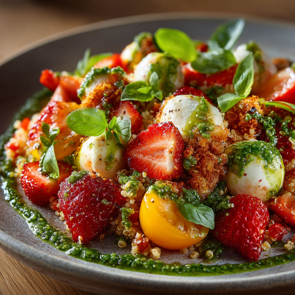 Salade de boulgour à la mozzarella et fraises.