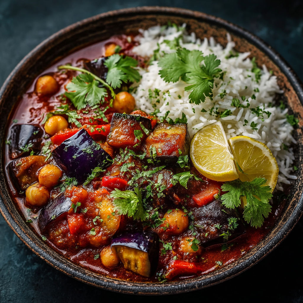 Un plat de riz et légumes avec des légumes verts et des épices.