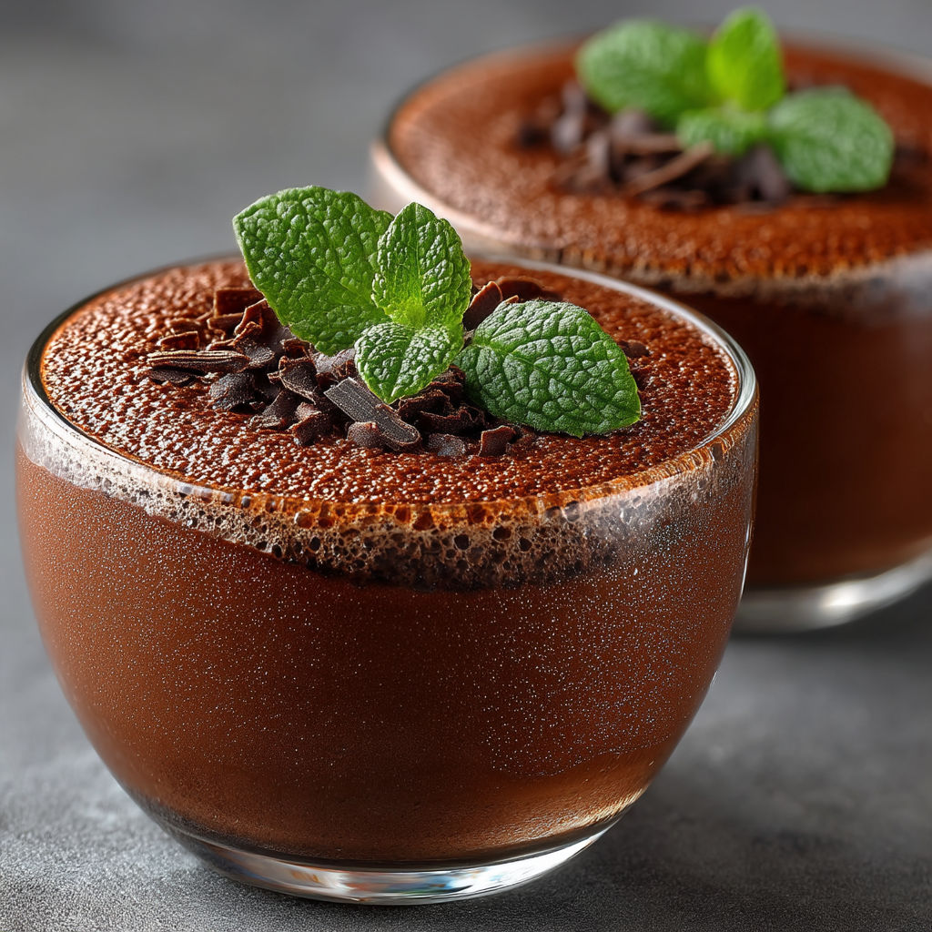 Un dessert en verre avec des herbes vertes.