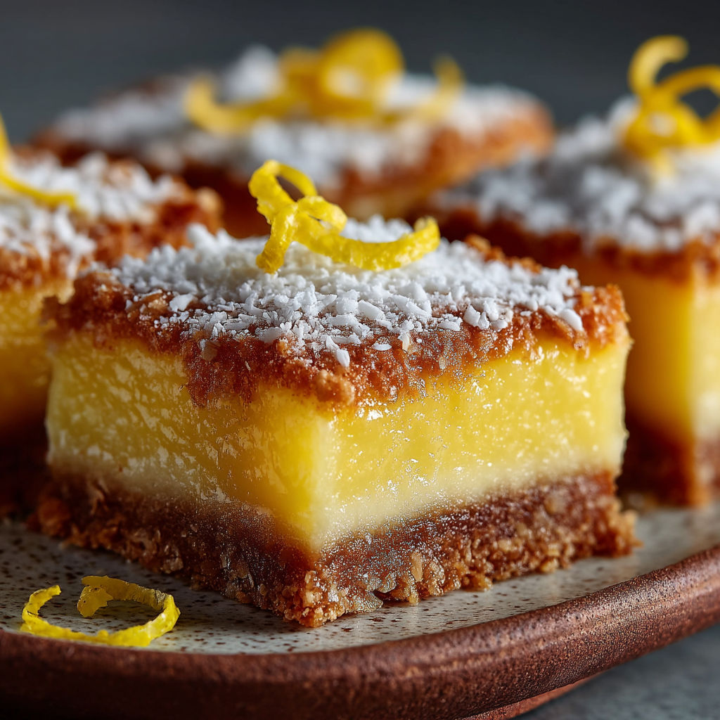 Carrés de citron et de noix de coco.