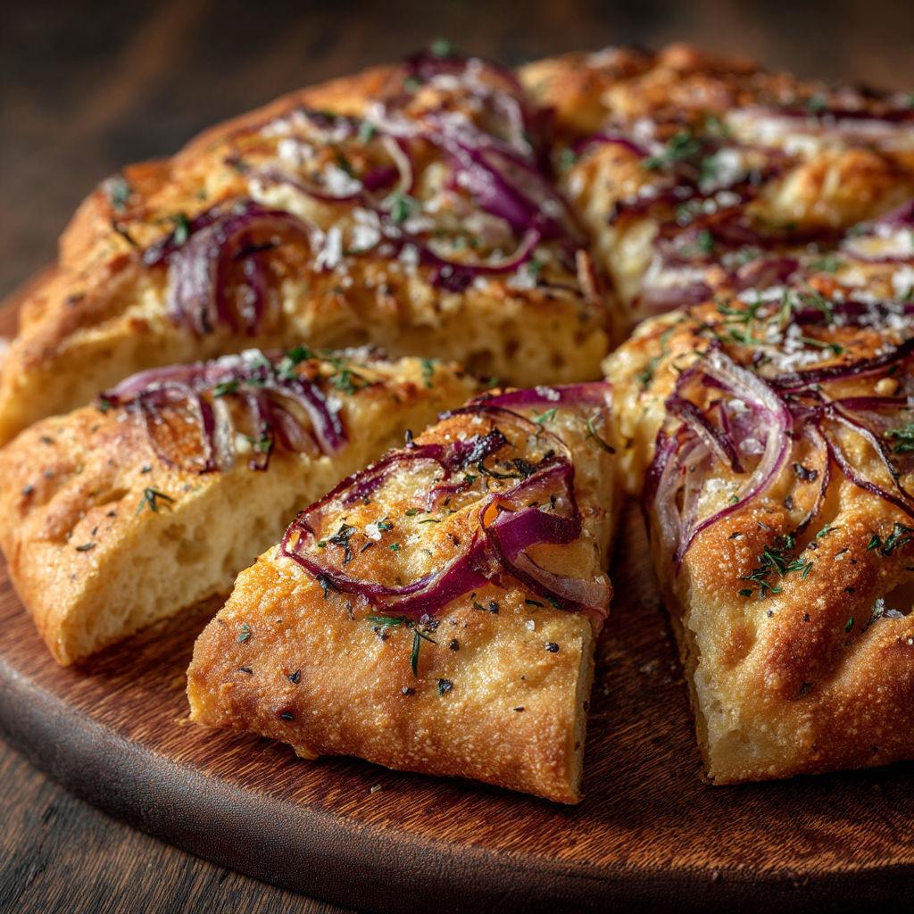 Une pizza avec des oignons et des épinards.