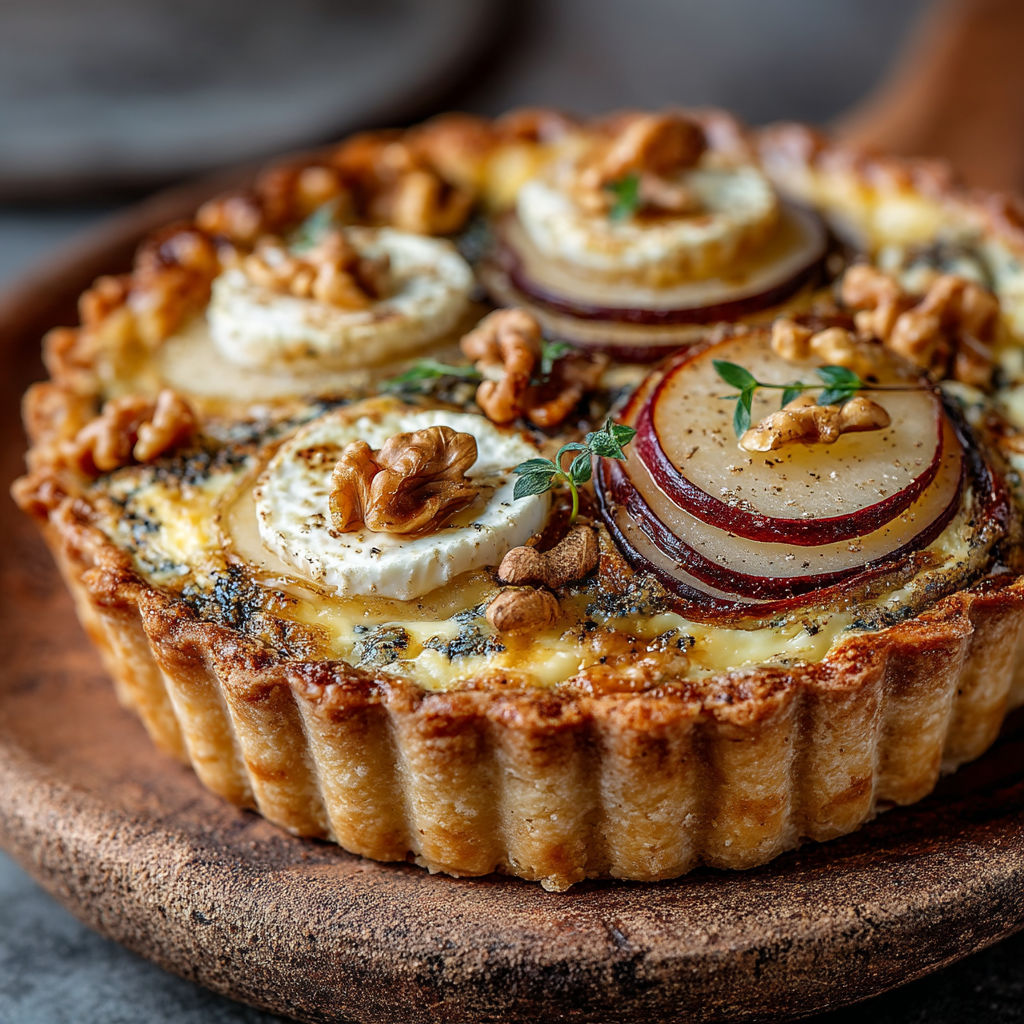 Une tarte aux noix et aux pommes.