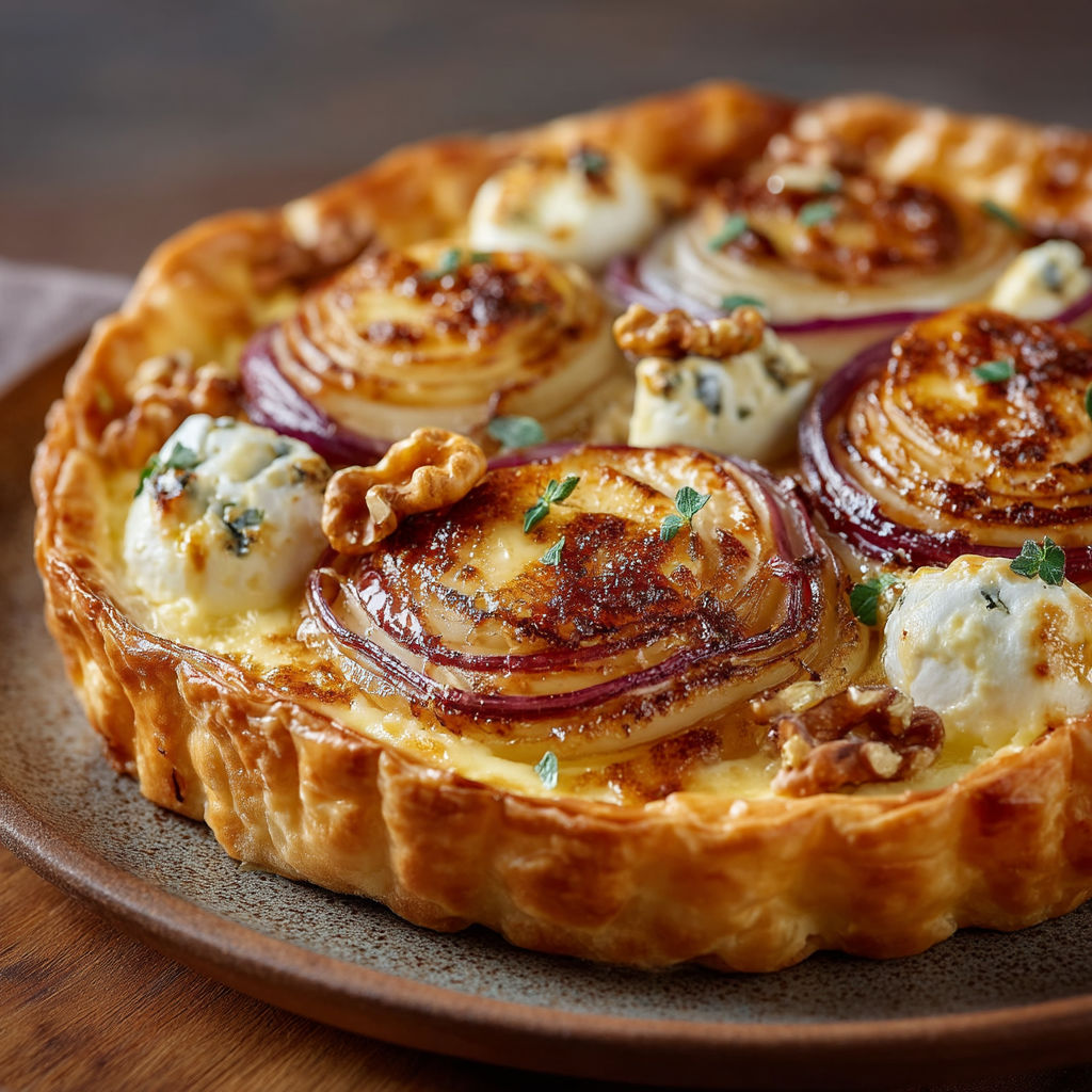 Une tarte aux pommes et au fromage.