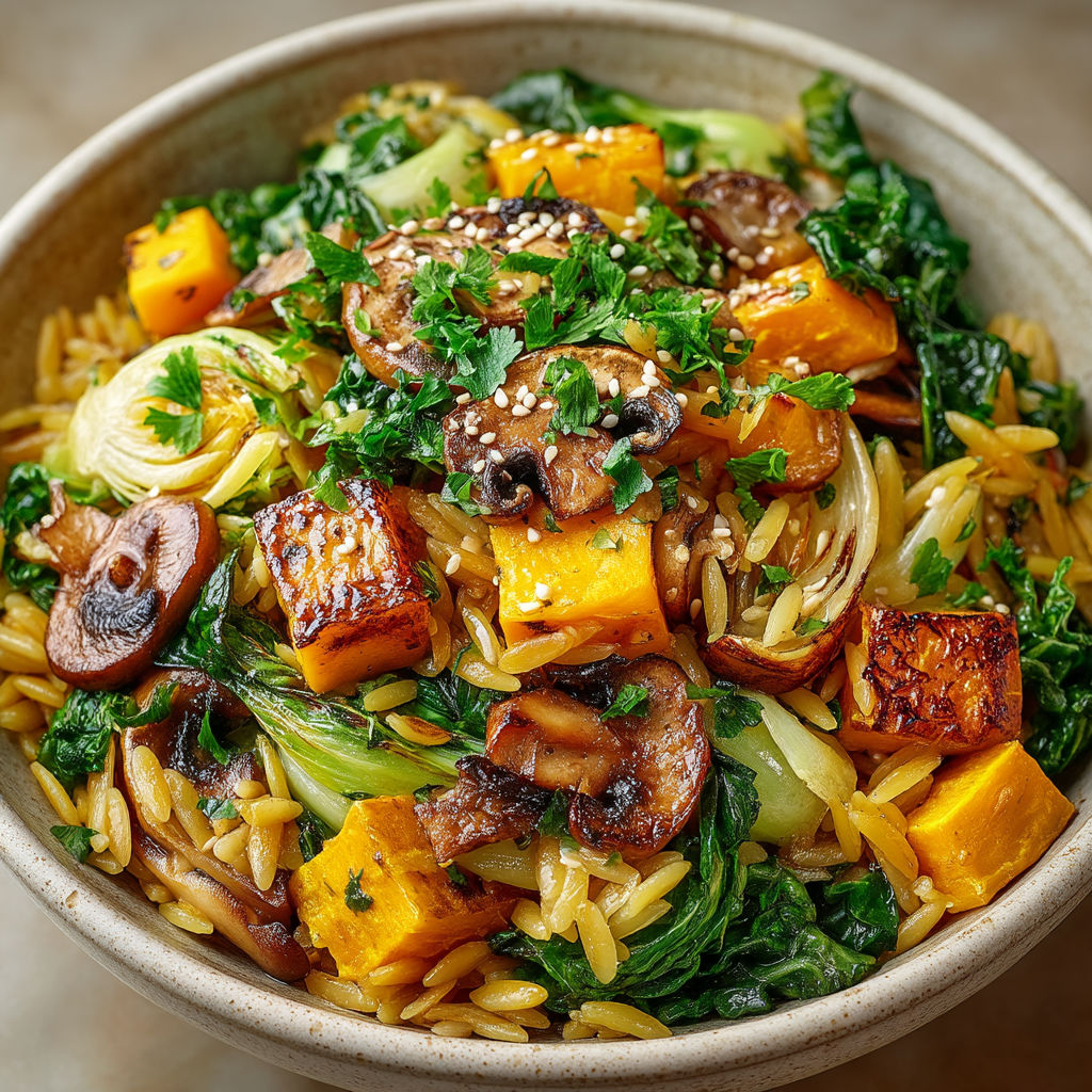 Une salade de légumes et de riz.