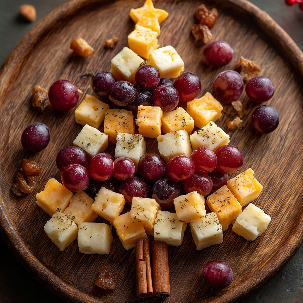 Une miniature de sapin de Noël est faite de fromage.