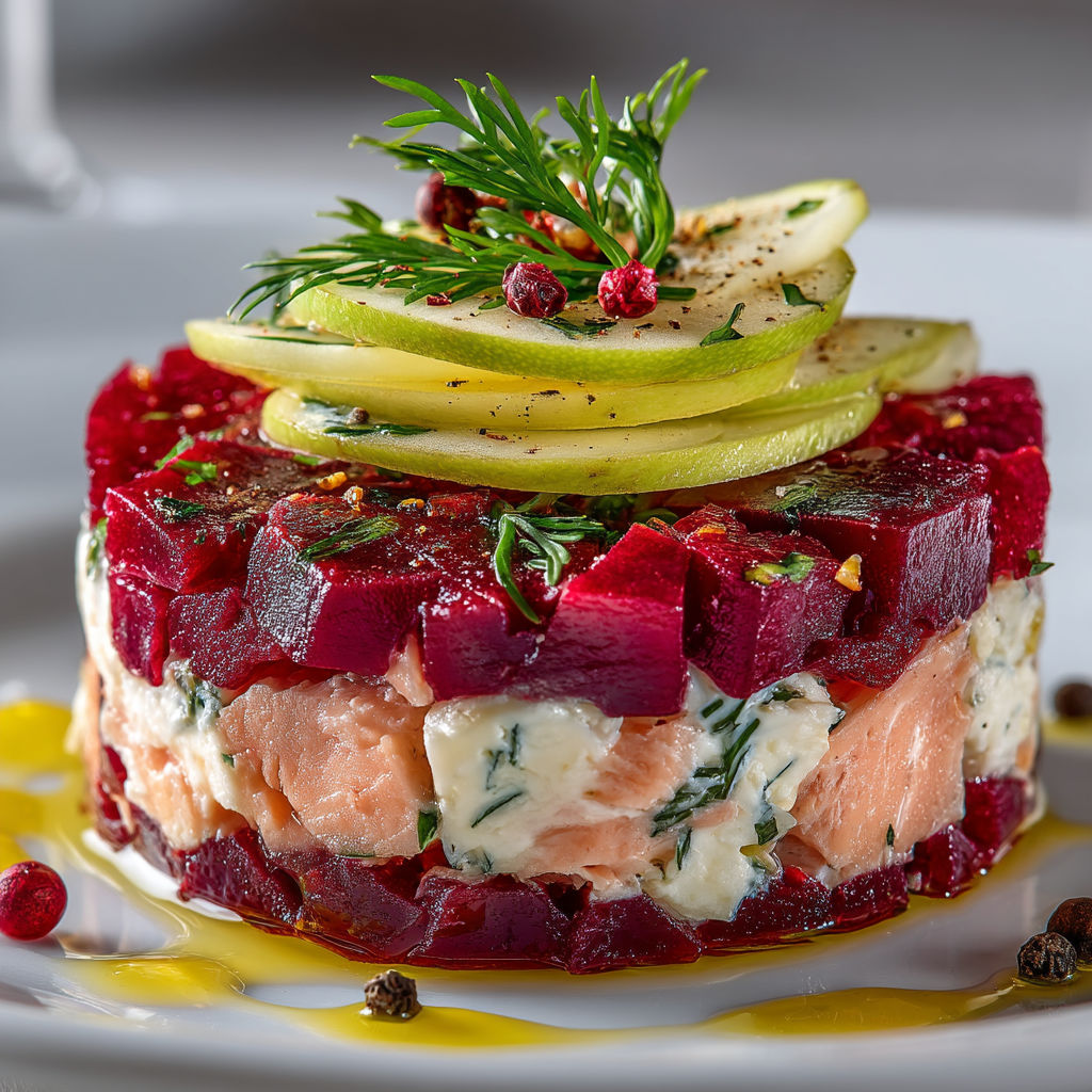 Une salade de saumon et de beurre de cacahuète avec des herbes et des légumes.