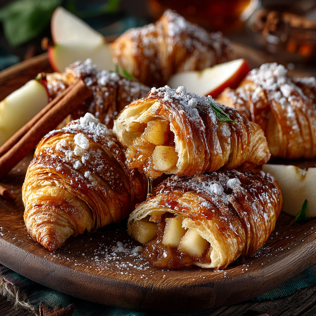 Mini-croissants feuilletés aux pommes.
