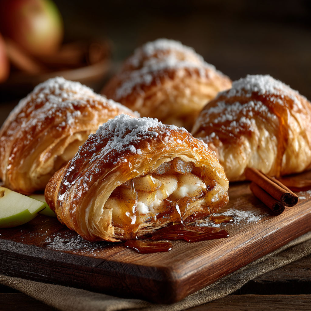 Mini-croissants feuilletés aux pommes.