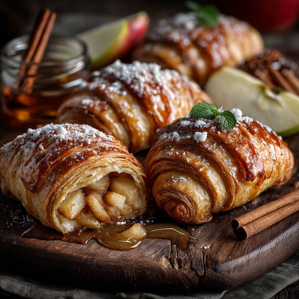Mini-croissants feuilletés aux pommes.