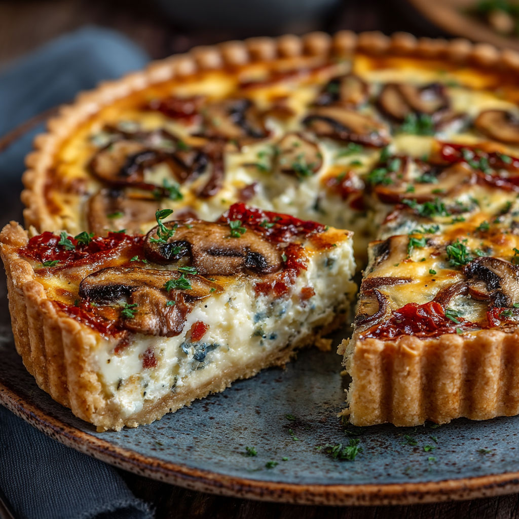 Une tarte aux mushrooms et au fromage.