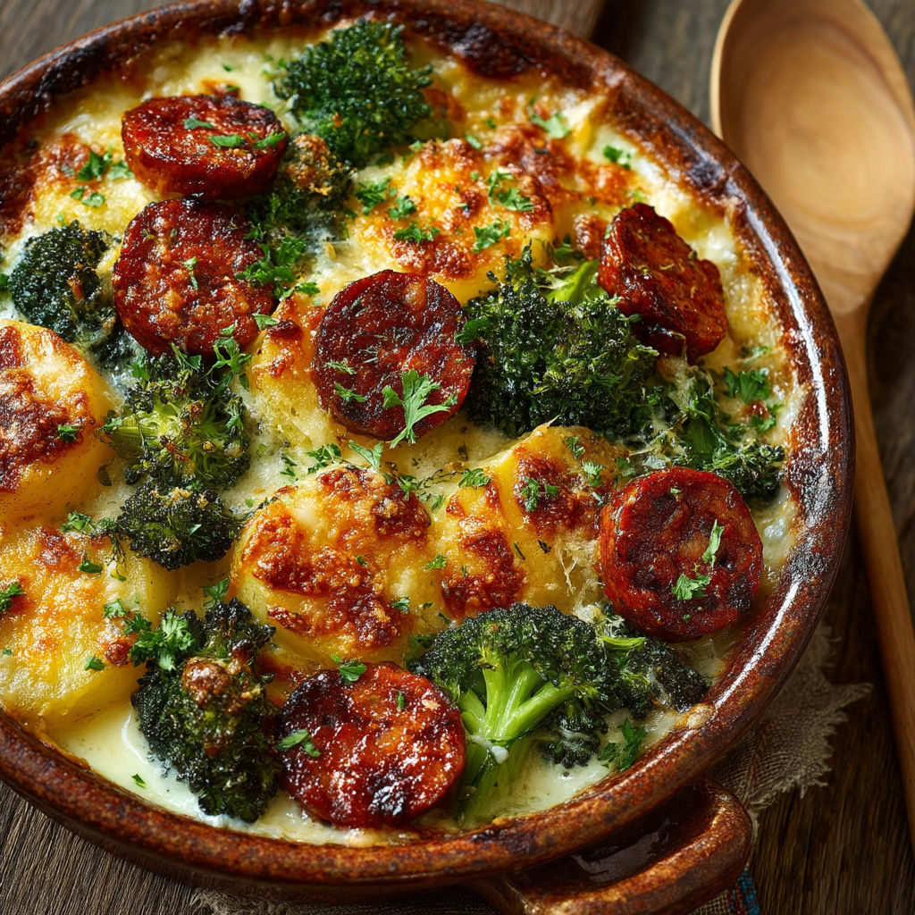 Un plat de macaroni et brocoli.