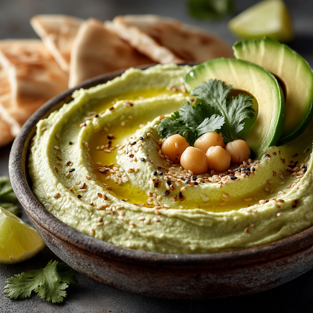 Une assiette de guacamole avec des pignons.
