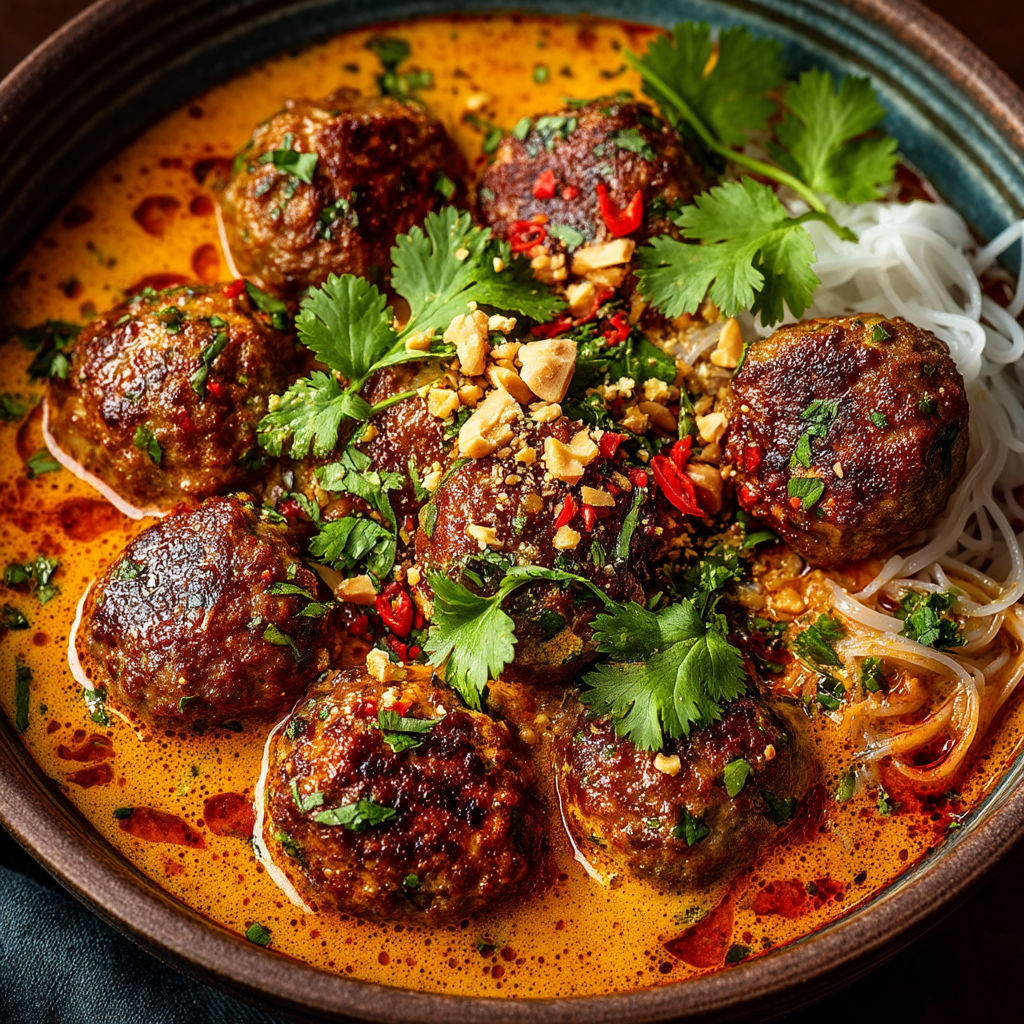 Boulettes d'agneau dans un bouillon thaï.