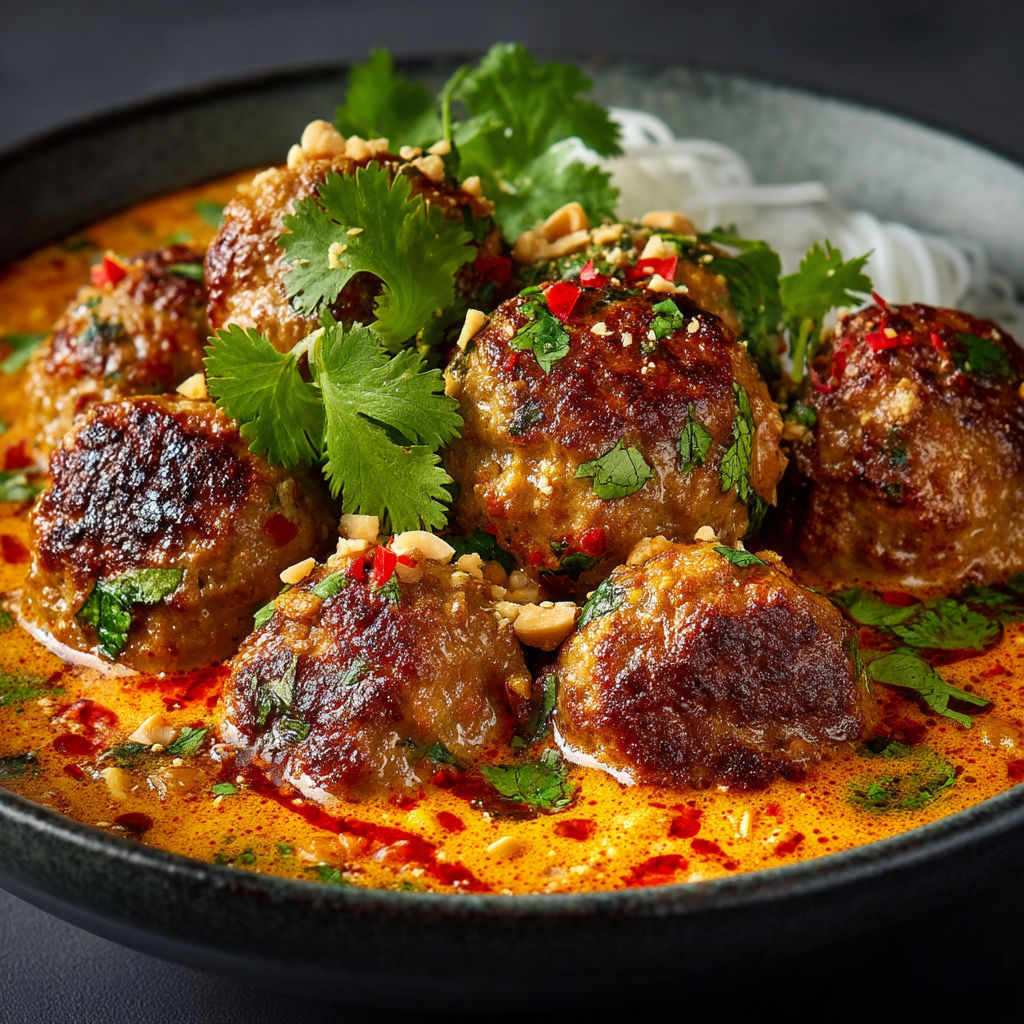 Boulettes d'agneau dans un bouillon thaï.