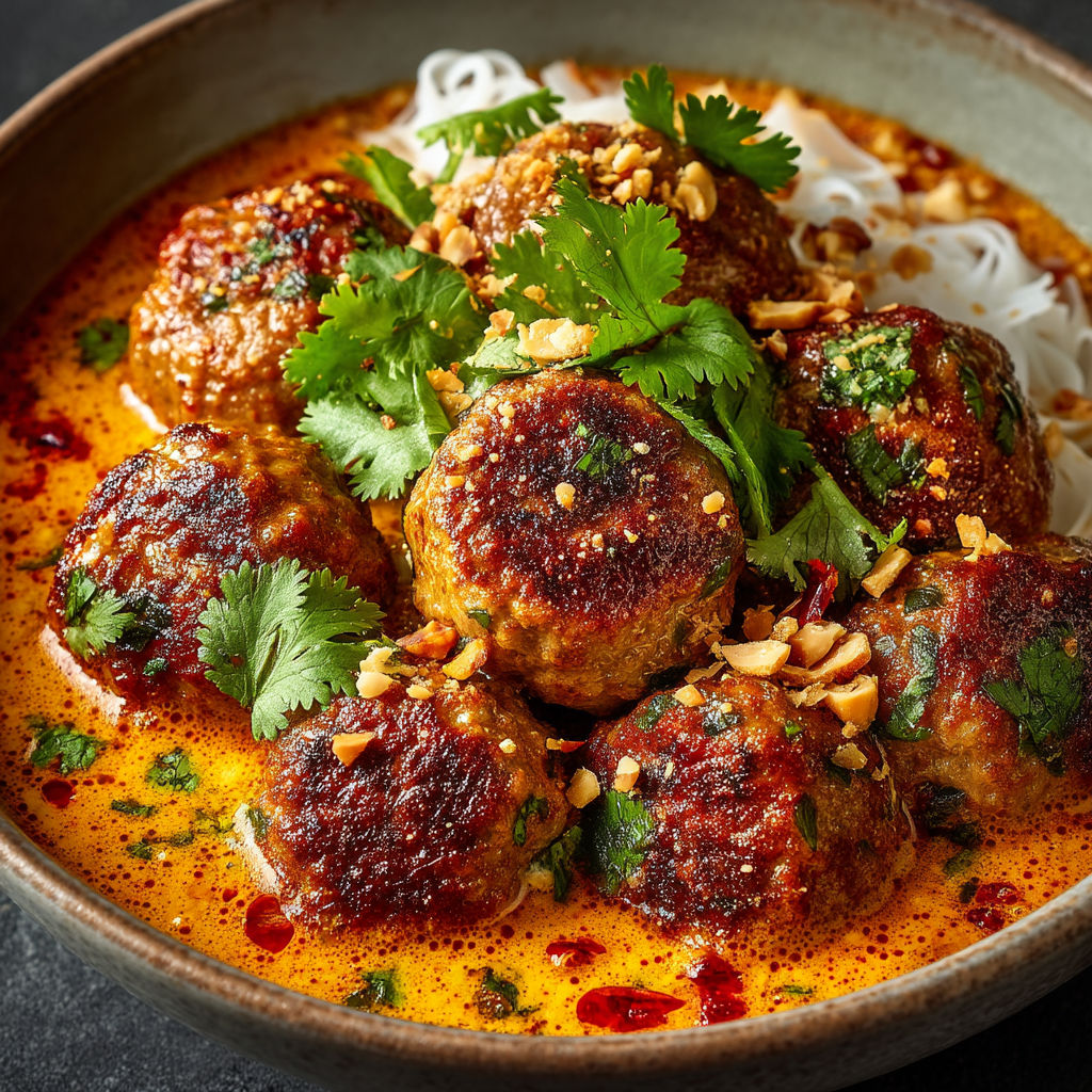 Boulettes d'agneau dans un bouillon thaï.