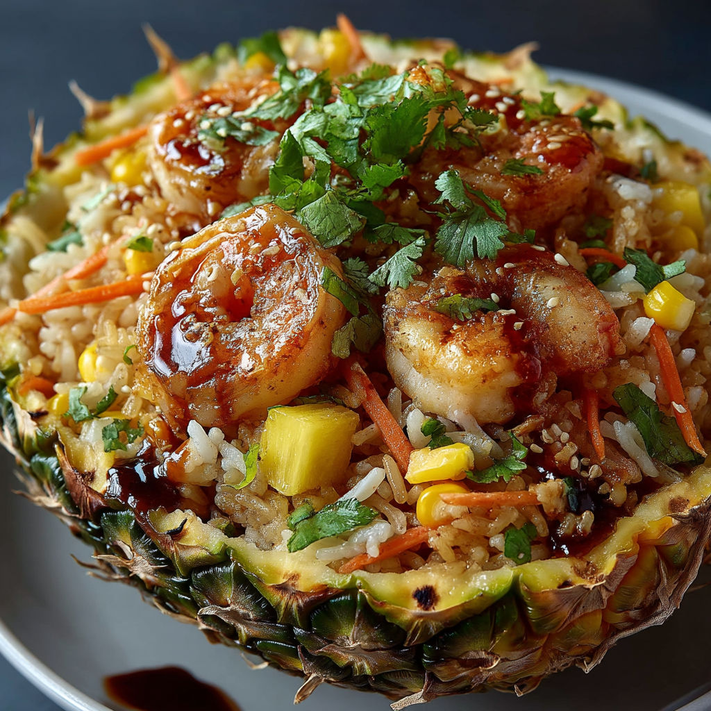 Une pâte de riz avec des légumes et des fruits, y compris des carottes, des pommes et des mangos.