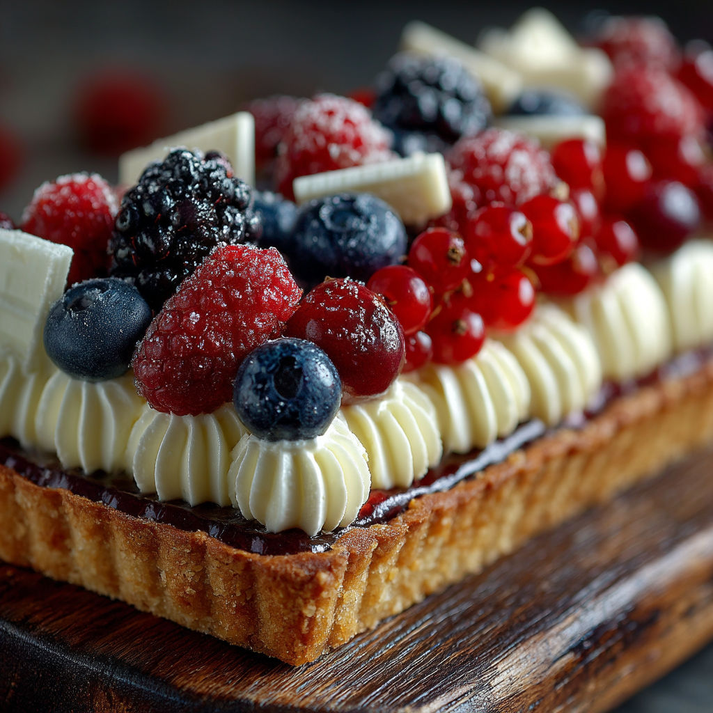 Une tarte aux fruits sur une table.