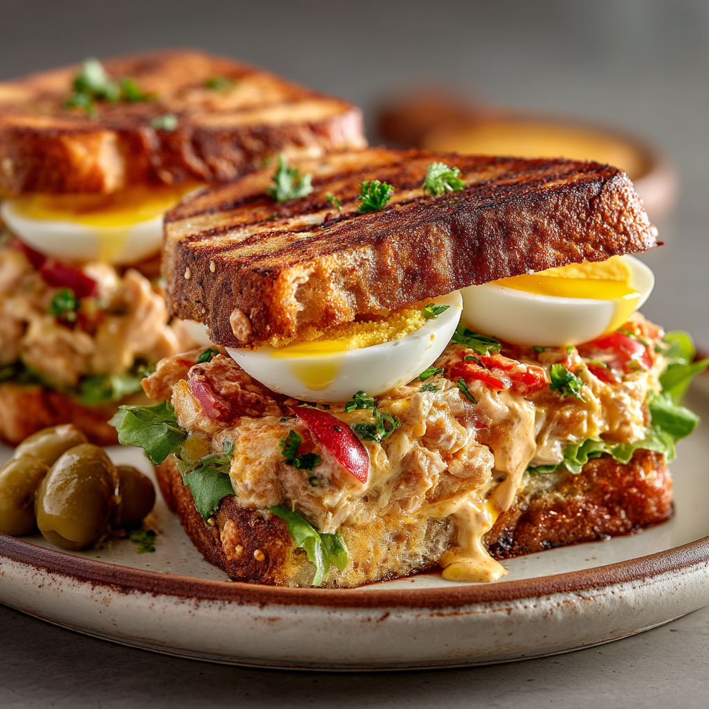 Une image de sandwichs avec des oeufs et des légumes.