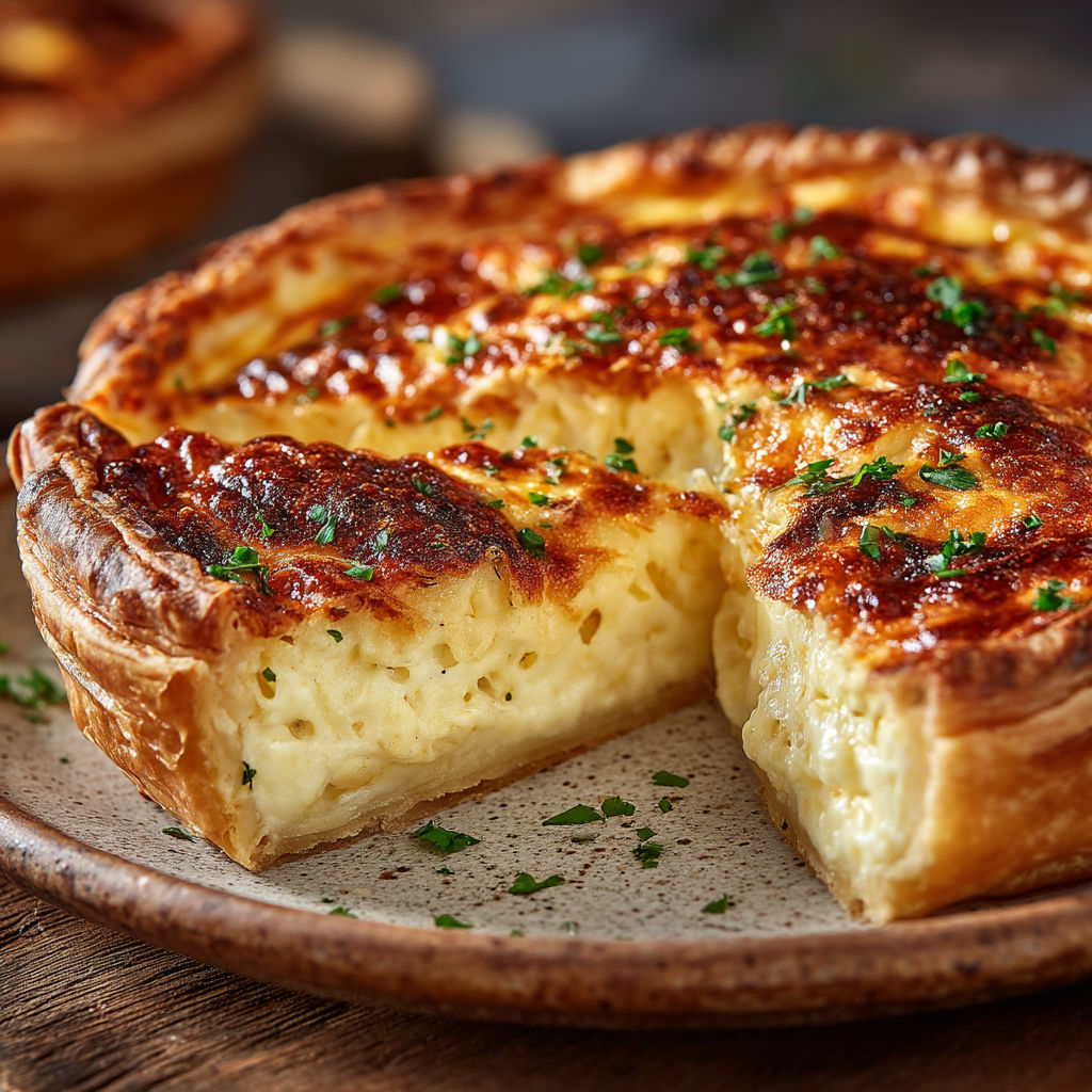Une tarte au citron est servie sur un plateau.
