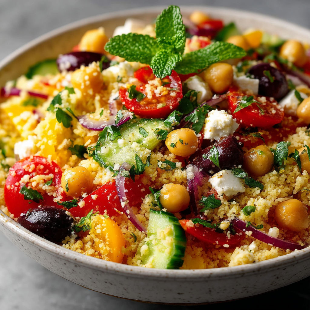 Une salade de fruits et légumes, avec des tomates, des cucumbers, des olives, des poivrons, des choux et des haricots.