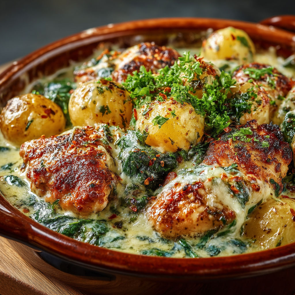 Une casserole de poulet et légumes.