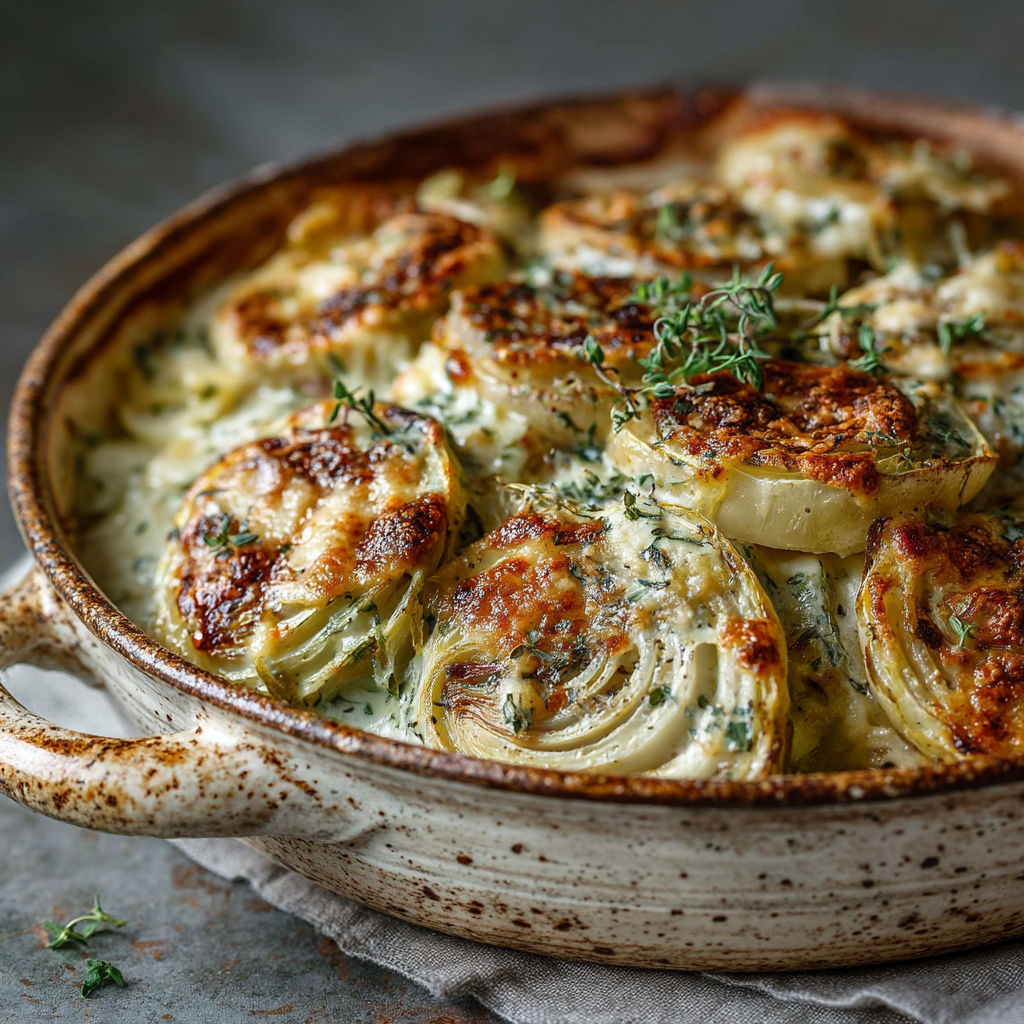 Une casserole de légumes et de fromage, servie dans un bol en terre.