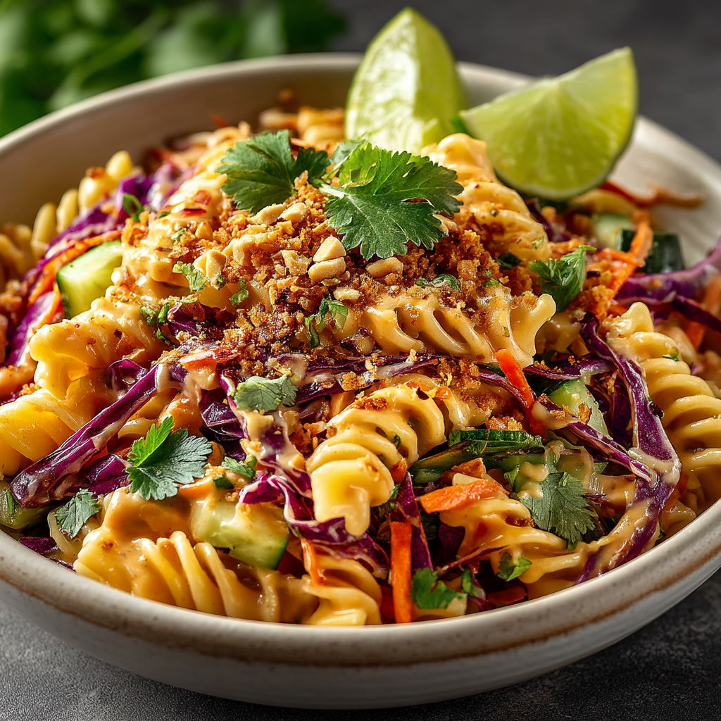 Une assiette de noodles avec des légumes et des épices.
