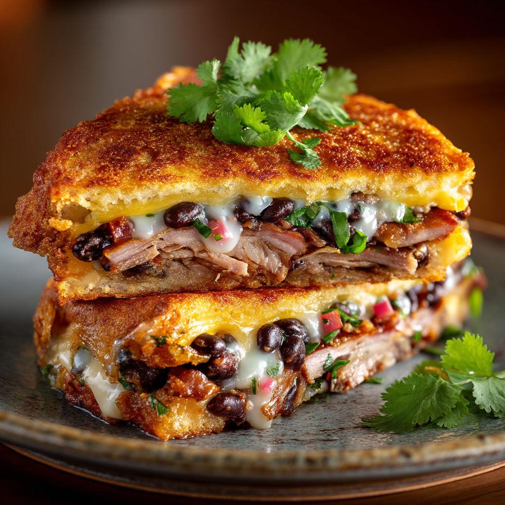 Une sandwich de porchetta avec des herbes et des tomates.