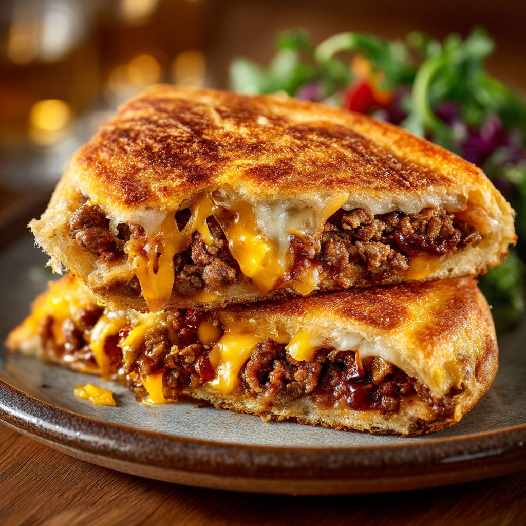 Une portion de croque à la viande hachée.