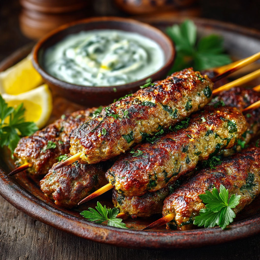 Brochette de Kefta à l'ail des ours.