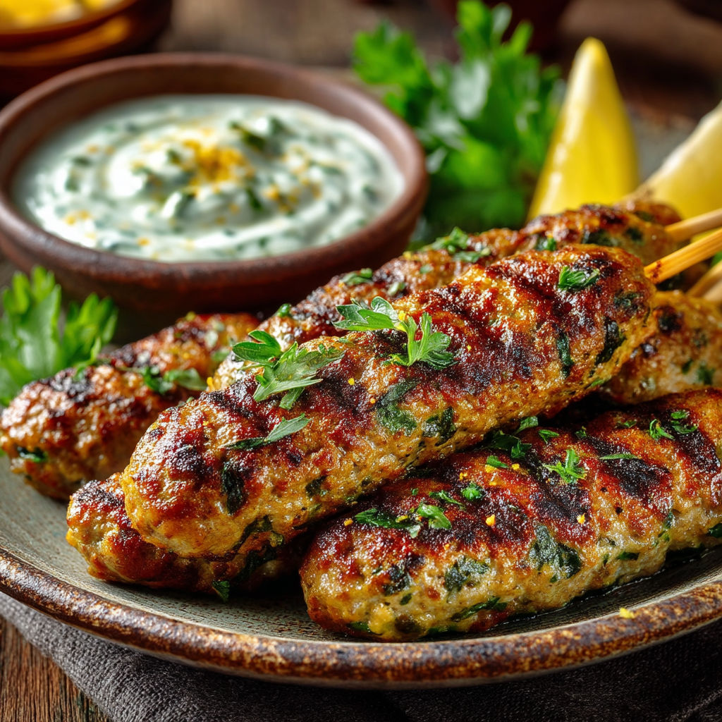 Brochette de Kefta à l'ail des ours.
