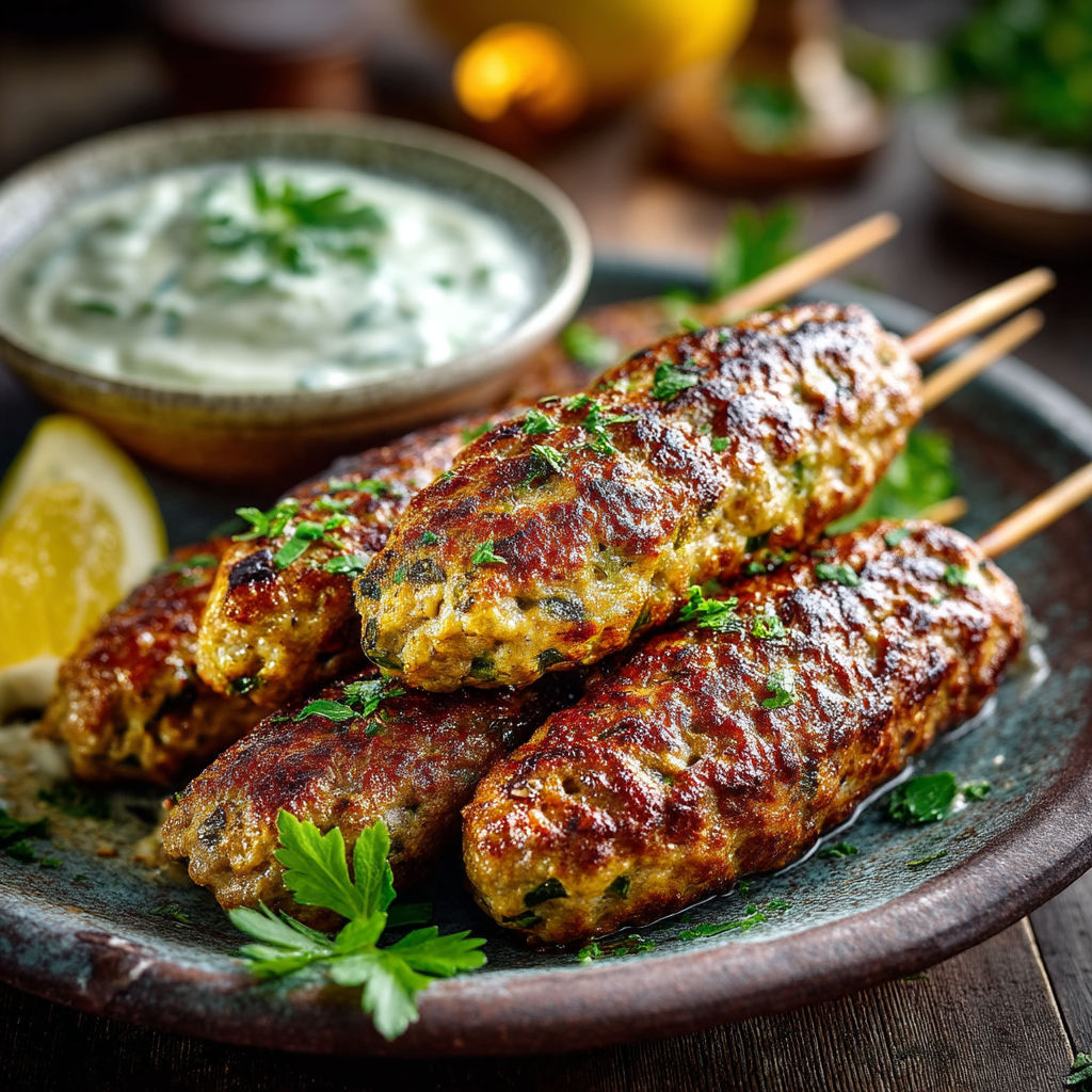 Brochette de Kefta à l'ail des ours.