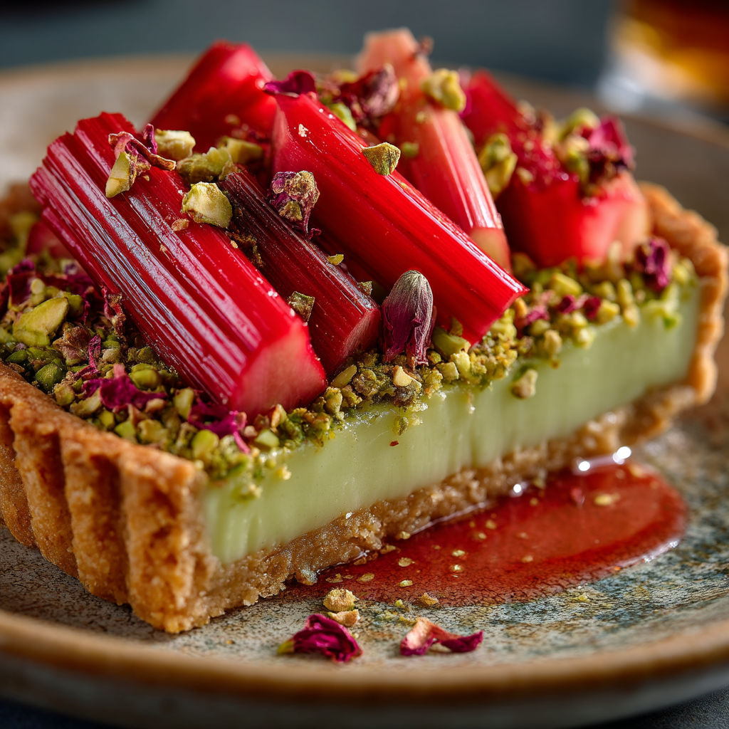 Une tarte aux radis et pistaches.