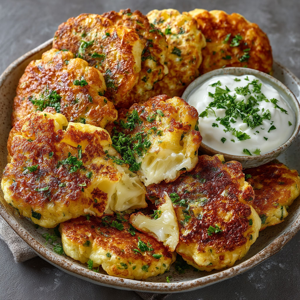 Galettes de chou-fleur fromagères.