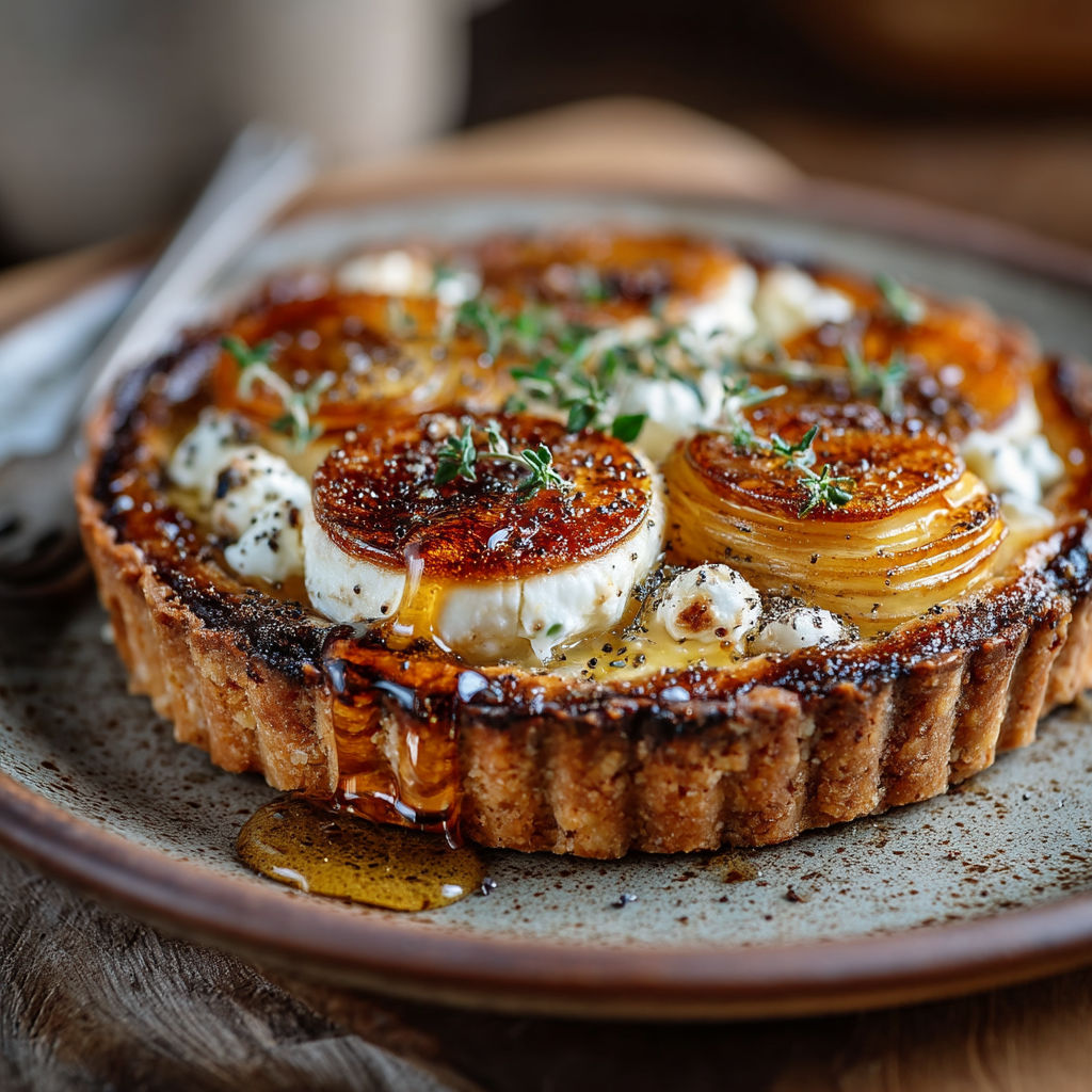 Une tarte aux pommes et fromage.