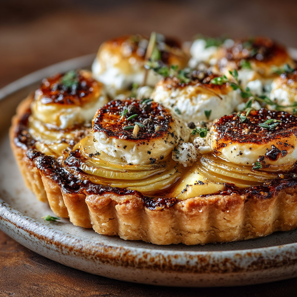 Une tarte aux pommes et fromage.