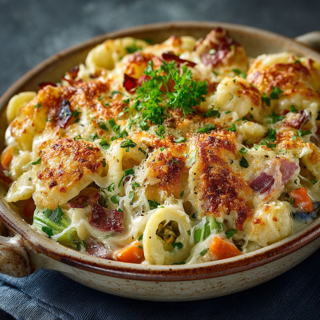 Une casserole de macaroni et de carottes.