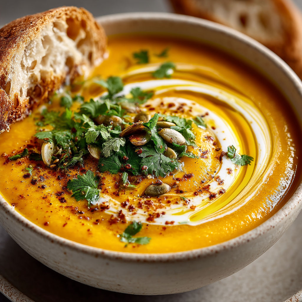 Soupe de patate douce au lait de coco.